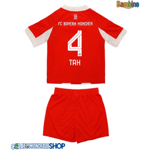 Maglie da calcio Bayern Munich Jonathan Tah #4 Prima Maglia Bambino 2025-26 Manica Corta + Pantaloni corti)